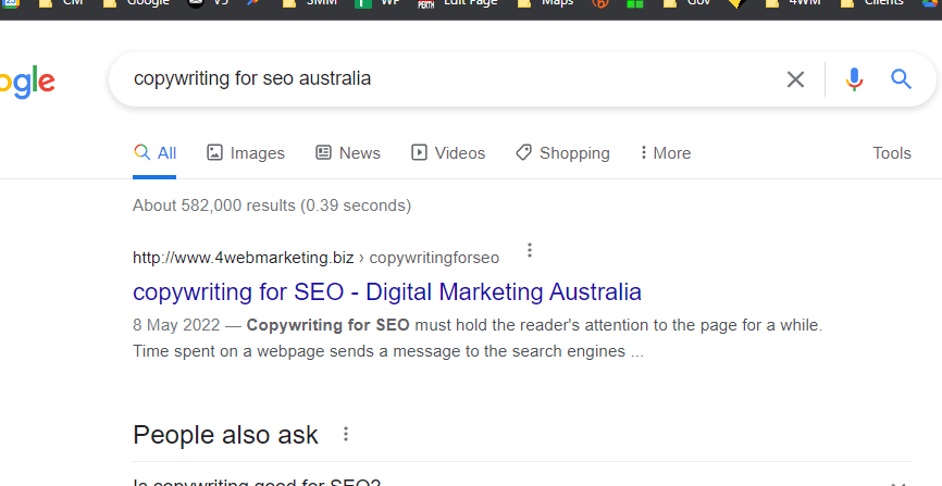 Google first for copywriting for SEO Australia and copy writing Perth.